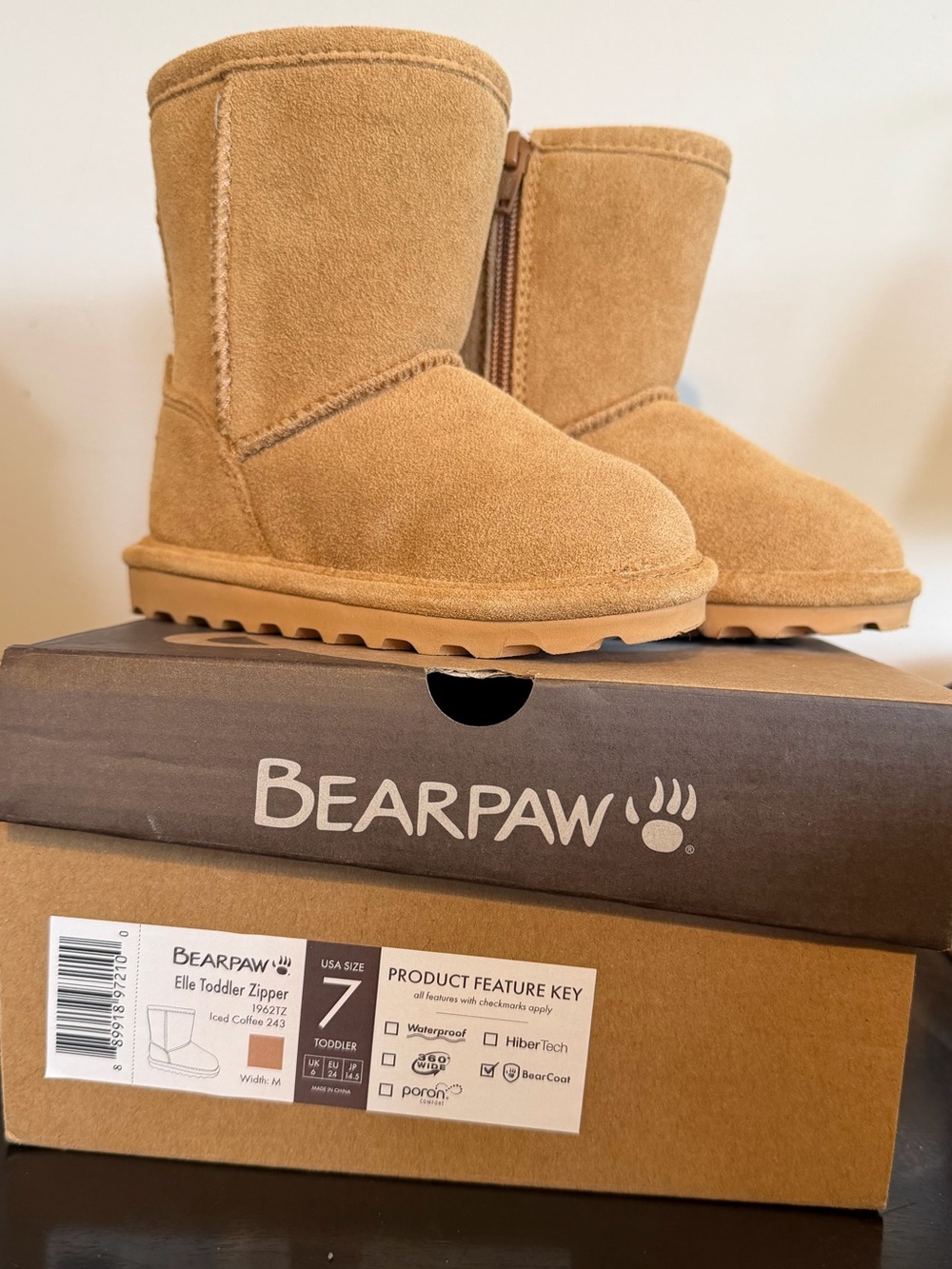 Bearpaw Toddler Zip Boots, Size 7